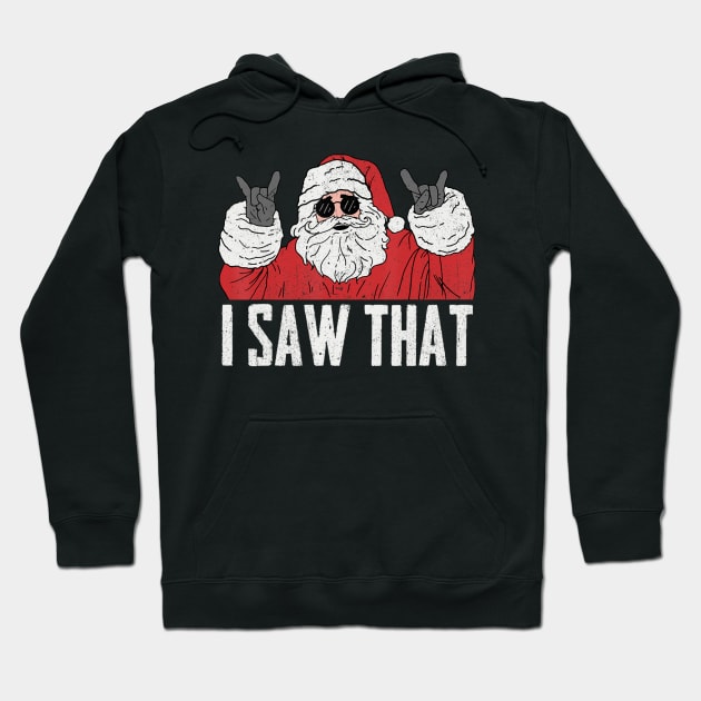 I Saw That Cool Santa Claus Rockin' Christmas Retro Hoodie by Mitsue Kersting